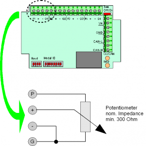 Connection of potentiometer to analogue input module